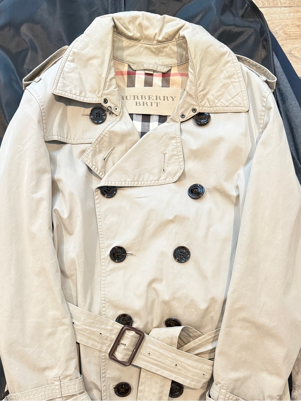 Burberry Brit Tan Double-Breasted Trench Coat